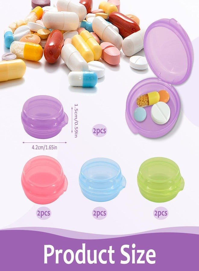 braxan 8 Pcs Small Pill Case, Colored Mini Pill Box, Portable Daily Mini Medicine Holder for Purse Pocket Briefcase, Perfect for Traveling(Pink+Blue+Green+Purple) - Image 2